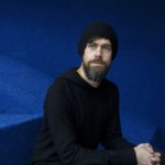 Twitter founder Jack Dorsey, looking thin and pale, wearing stark black clothing and a full beard